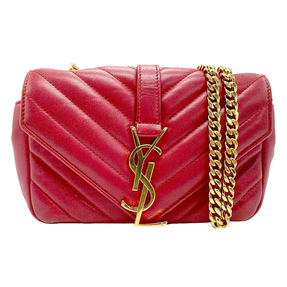 Saint Laurent Shoulder Bag Baby Chai Leather Red